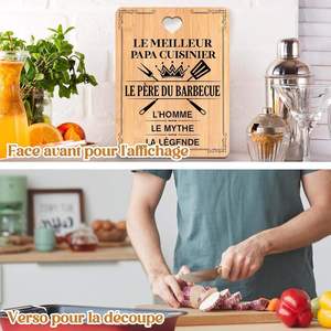 <span class=keywords><strong>Planche</strong></span> de service en bambou gravée au laser avec un trou en forme de cœur, meilleur <span class=keywords><strong>papa</strong></span> au monde, plateau en bois pour les amateurs de barbecue, cadeau - Product Image 2