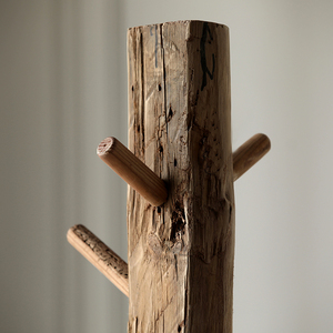 Support vertical en bois massif naturel pour linge antique, support en tissu - Product Image 4