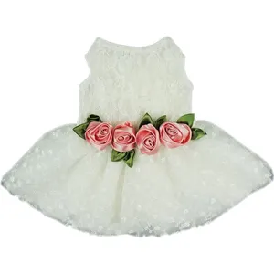 Dog tutu dress lace evening shirts beauty white high-end long tail dog wedding dress for small dogs