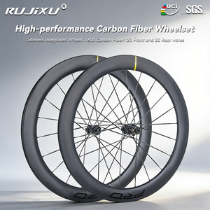 Vélo de route RUJIXU en fibre de carbone T800, hauteur de <span class=keywords><strong>jante</strong></span> 60 mm, frein à disque, 20H 700C, rayons de 3,7 mm, roue à cliquet 36T, pneu clincher/Tubeless - Product Image 1