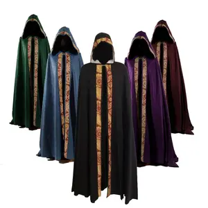 Çevre walson kadın erkek Vintage ortaçağ gotik kapşonlu Cloak Coat cadılar bayramı vampir şeytan sihirbazı pelerin Viking Robe elbise parti