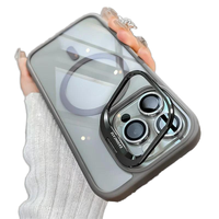 Coque de téléphone magnétique transparente en PC avec cadre d'objectif métallique amélioré, prête à l'emploi, pour iPhone 11/16 Pro/Pro Max