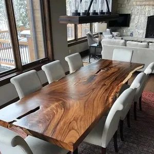 Meja Makan mewah 16 orang, konferensi ruang kantor meja kayu kenari kayu padat tepi langsung lembaran kayu
