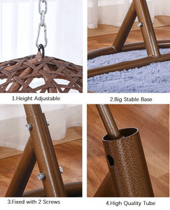 Confortable jardin extérieur balançoire oeuf rotin meubles alliage balançoire hamac chaise suspendue avec coussin de support - Product Image 5