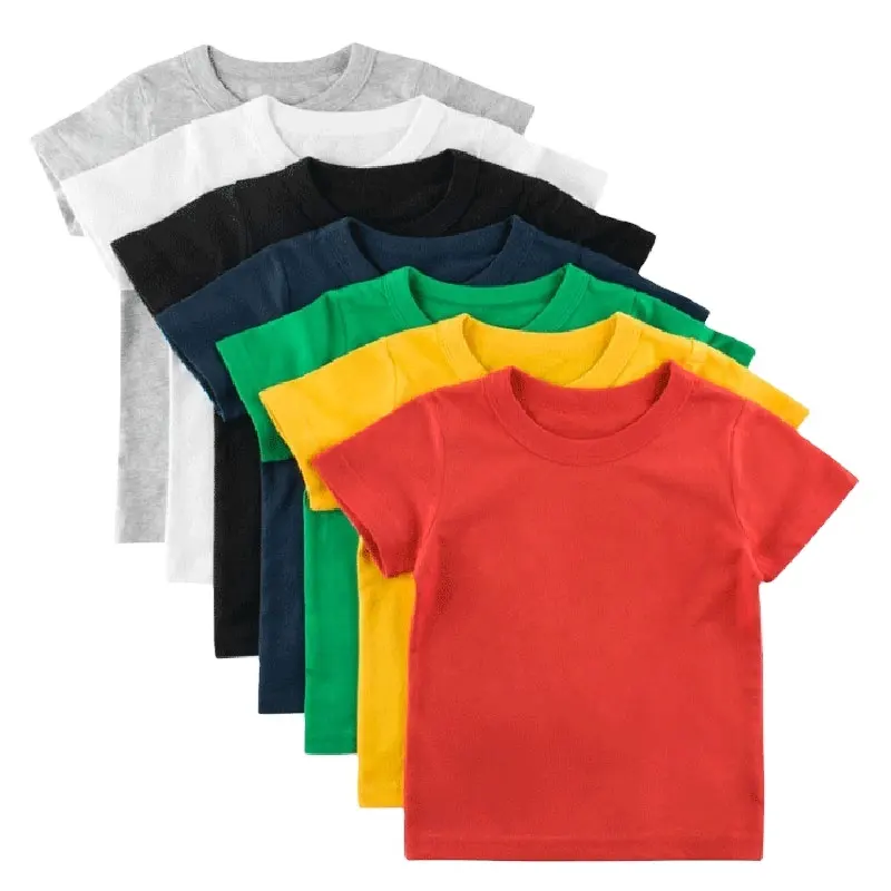 Kinderen Plain T-shirt Tops Voor Kind Jongens Meisjes Baby Peuter Effen Kleur Katoenen Kleding Wit Zwart Kinderen Zomer Tees 1-8 Jaar