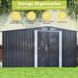 <span class=keywords><strong>Abri</strong></span> <span class=keywords><strong>de</strong></span> <span class=keywords><strong>jardin</strong></span> métallique extra large à toit en pente, facilement assemblable, avec pergola <span class=keywords><strong>de</strong></span> rangement pour bûches, idéal pour l'extérieur - Product Image 6