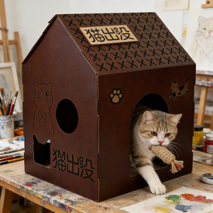 Casa para Gatos de Papelão Corrugado Reciclável em Lote, Armazenamento Empilhável, Casa de Brincar para Revendedores de Animais de Estimação - Product Image 1