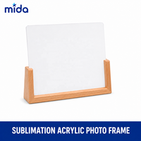 Cadre photo en acrylique pour sublimation avec base en bois, panneau photo vierge personnalisable pour transfert thermique, affichage d'image personnalisé