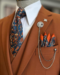 Marrón claro Hombres <span class=keywords><strong>Caballeros</strong></span> de negocios Casual Formal Hombres Traje Slim Fit Traje de solapa Traje DE BODA Conjunto de 3 piezas (Chaqueta + Chaleco + Pantalones) - Product Image 2