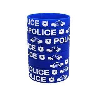 <span class=keywords><strong>Pulseras</strong></span> de Goma con Estampado de Dibujos Animados de Coche de Policía para Niños, Eventos Infantiles, Pulsera Ecológica - Product Image 3