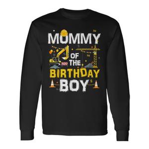 Maglietta a maniche lunghe da donna con stampa 'Mommy Of The Birthday Boy Construction Crew' - Product Image 1
