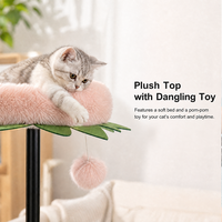 Arbre à chat inspiré de la verdure avec plateformes roses, tour à chat multi-niveaux avec poteaux métalliques robustes, panneau E1 et boule de sisal