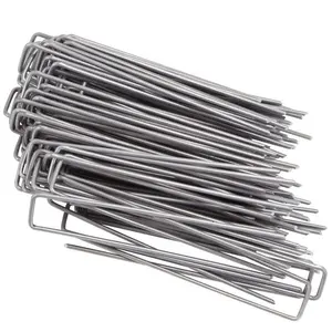 pack of 100 galvanized steel garden pegs garden staples 10 in "8 gauge" sod staple ground cover