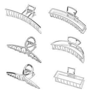 Elegante di alta qualità 11cm di grandi dimensioni in metallo dorato pinze per capelli in stile coreano accessori argento metallo fermaglio per capelli - Product Image 5