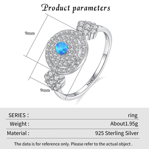 <b>Opal</b> Cluster <b>Ring</b> 925 Sterling <b>Silver</b> Pave Setting Round Brilliant Cut Diamond Women's Luxury Engagement <b>Ring</b> - Product Image 2