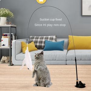Krachtige Sucker <span class=keywords><strong>Cat</strong></span> Ticker met staaldraad, lange staaf en veren, zelfverlichtende, vervelingbestendige bijt-speelgoed voor huisdierentertainment - Product Image 4