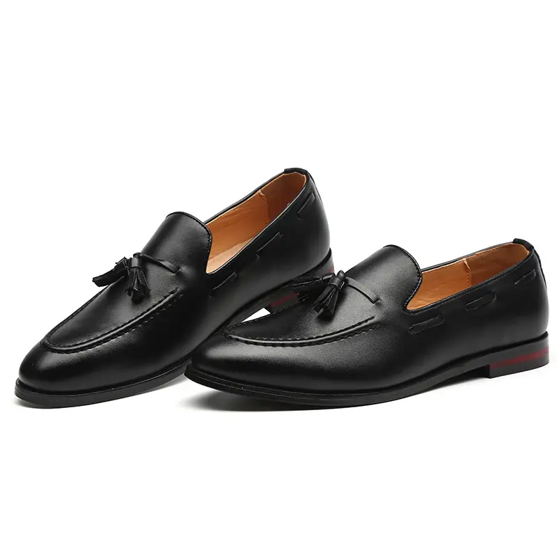 New Product Big Size 14 Comfort Casual Leather Shoes Slip-on Fashion Tassels PU Men's Dress Shoes