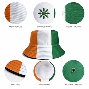 Chapeau Bob Unisexe Drapeau Irlandais pour l'Été, la Plage, les Voyages, la Pêche – Orange, Blanc, Vert avec Broderie en Tissu - Product Image 3