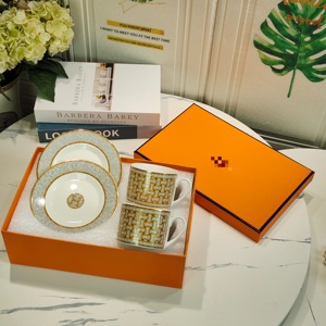 طقم فناجين شاي وصحون من الخزف الصيني الفاخر مع صندوق هدايا، تصميم أنيق لطقم فناجين قهوة وصحون - Product Image 3