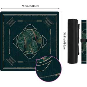 Tapete de Mesa de Mahjong con Diseño de Hojas Geométricas Modernas, Base Antideslizante, Bolsillos de Almacenamiento, Novedades para Amantes, Hecho en China - Product Image 2