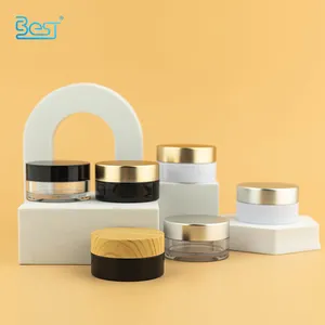 Skincare Packaging Cosmetic Jar 15g Gold And Black Luxury Skin Care Packaging Custom Screen Printing PET Plastic Screw Cap