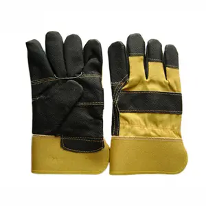 Hot new factory made cow split welding leather gloves men work industrial long safety leather working gloves