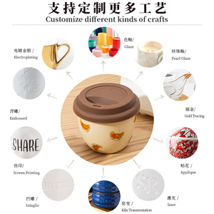 Taza de Cerámica con Diseño de Dibujos Animados, Taza para Leche con Tapa de Silicona, Taza para Agua, Taza de Café para Oficina, Regalo Personalizado - Product Image 6