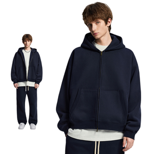 Chaqueta con Capucha para Hombre, Estilo Retro Americano de Alta Gama, Nueva Moda, con Doble Cremallera, Bordada, de Forro Polar Sólido, para Invierno - Product Image 3