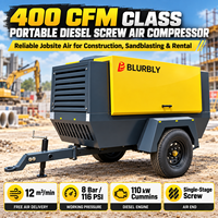Compresseur d'air diesel portable à vis 400 CFM, classe 8 bars, pour outils pneumatiques, travaux routiers et flottes de location