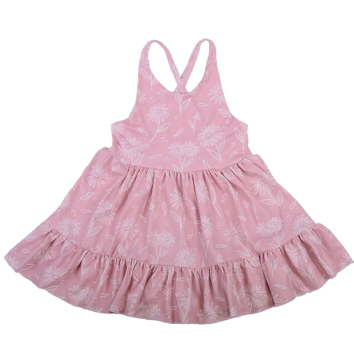 Wholesale ruffle overall girls Dress Custom Pattern Fall Girl Dresses Baby Toddler Petal Sleeve Girl Twirl Dress