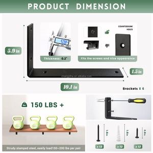 Heavy-Duty 5 mét dày kim loại đúc sắt L Wall Mount nổi Kệ <span class=keywords><strong>Bracket</strong></span> hỗ trợ kệ gỗ Heavy-Duty phần cứng hỗ trợ - Product Image 3