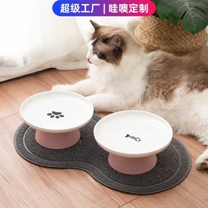 Comederos elevados de cerámica para gatos con soporte para el cuello, forma redonda, plato esmaltado para alimentar mascotas - Product Image 5