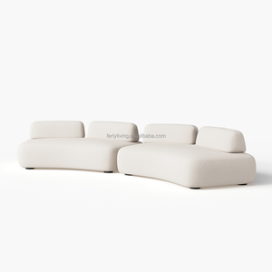 FERLY New Arrival Living Room Furniture Set Rounded Curved Textured Matte Solid Plinth <strong>Round</strong> <strong>Coffee</strong> <strong>Table</strong> Sofa Set - Product Image 5