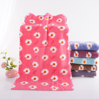Ensemble de serviettes en velours corail à séchage rapide motif floral tricoté en chaîne ensemble de serviettes de bain absorbantes épaissies serviette en microfibre pour cheveux secs