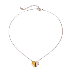 Collana J&D con Cuore Bicolore, Catena a Serpente con Perline in Acciaio Inox Placcato Oro 18K PVD - Product Image 1