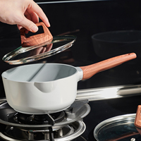 Casserole antiadhésive de 18 cm avec couvercle, casserole, marmite pour cuisinière, petites casseroles en céramique pour cuisiner avec bec verseur, poignée en bakélite