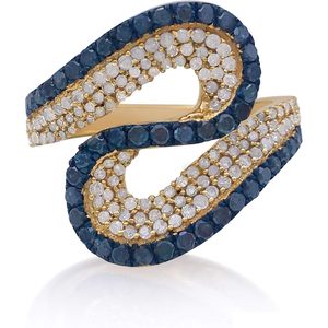 Anillo Ornaatis Diamond Wave de 1.09 quilates de oro amarillo chapado en plata de ley 925 con corte redondo para uso diario de mujer - Product Image 1