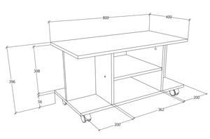 Meuble TV en bois <span class=keywords><strong>blanc</strong></span> enduit de résine de mélamine de panneau pressé plat en bois d'ingénierie avec le stockage ouvert de roues - Product Image 2