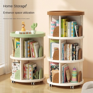 JCK068 Estantería Giratoria Multicapa de Plástico, Móvil, para Sala de Estar, Cocina, Esquina, Almacenamiento, Librería Multifuncional para Niños - Product Image 1
