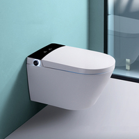 Ensemble de toilettes intelligentes suspendues pour salle de bain européenne moderne, chasse d'eau automatique, toilettes murales noires mates intelligentes avec bidet