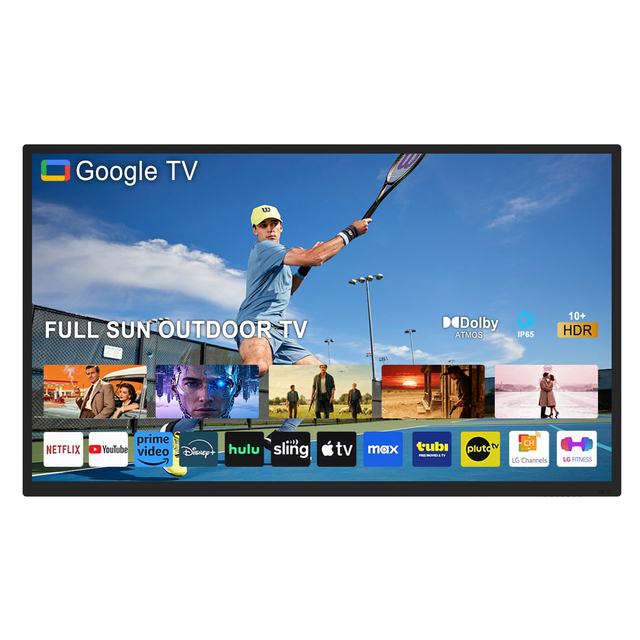 Google TV 4K UHD High Brightness Sunlight Readable Display IP65 Waterproof Balcony Poolside Restaurant Outdoor Waterproof TV