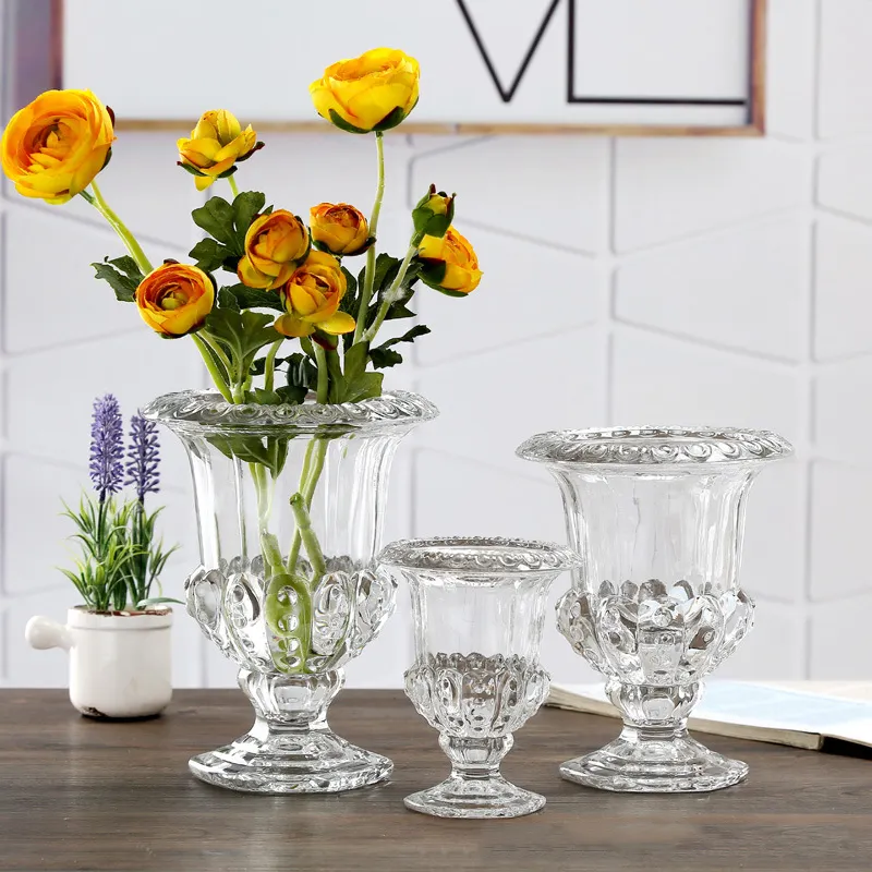 Vaso de vidro de cristal, conjunto de vasos de flores de vidro de cristal, transparente, espesso, redondo, hidropônico, decoração de casa, mini vaso de vidro transparente para flores