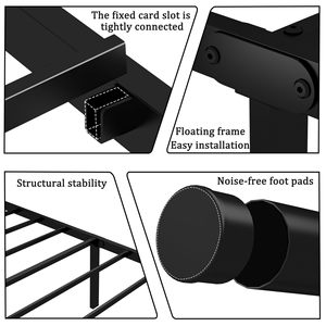 Classico 14 pollici doppio metallo telaio <span class=keywords><strong>letto</strong></span> <span class=keywords><strong>in</strong></span> metallo <span class=keywords><strong>testiera</strong></span>/pedana facile montaggio <span class=keywords><strong>letto</strong></span> spazio di stoccaggio nero materasso fondazione - Product Image 5
