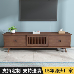 Mueble de TV Nórdico de Madera Maciza con Almacenamiento, Juego de Sala de Estar, Color Madera Natural - Product Image 4