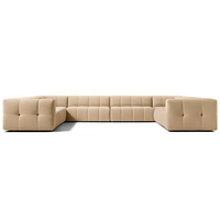 Canapé modulaire de luxe sur mesure pour salon, en tissu, avec structure en bois massif et coussins moelleux pour villa