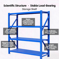 Étagères empilables en métal sans boulons, 4 niveaux, rayonnage en acier pour entrepôt, rayonnage de stockage pour garage, certifié CE, étagères en acier réglables