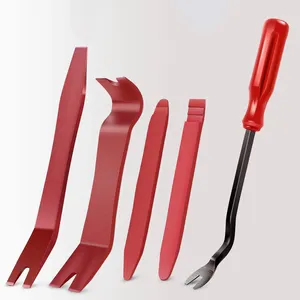 Kit d'outils de suppression de garniture rouge Auto 5 pièces attache de panneau de porte intérieure pour installateur audio de radio de tableau de bord de véhicule