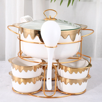 Pot à soupe en céramique personnalisé avec logo pour mariage, fête, banquet, service de table, ensemble de marmites de cuisine modernes et luxueuses