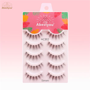 Abestyou 5D Paquete de 5 pares Banda transparente Aspecto natural Wispy Mink Pestañas Fluffy Cat Eye Lashes Tira completa Pestañas postizas - Product Image 6