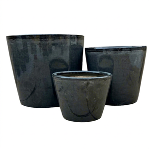 Pot de fleurs en céramique émaillée de style classique, fabriqué au Vietnam, pour jardin extérieur, maison et pépinière, en argile fibreuse - Product Image 1